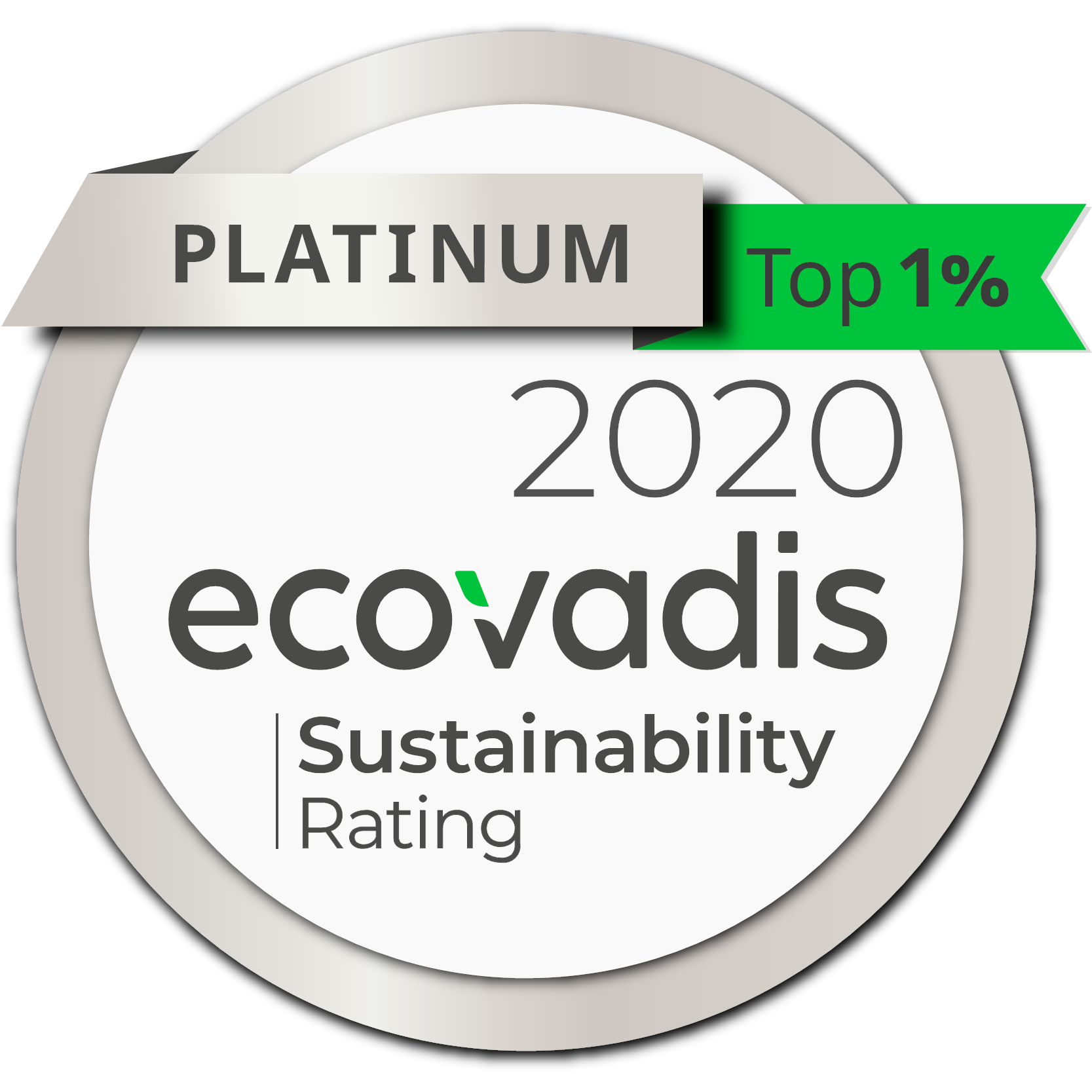 Ecovadis top 1% platinum sustainability rating award logo